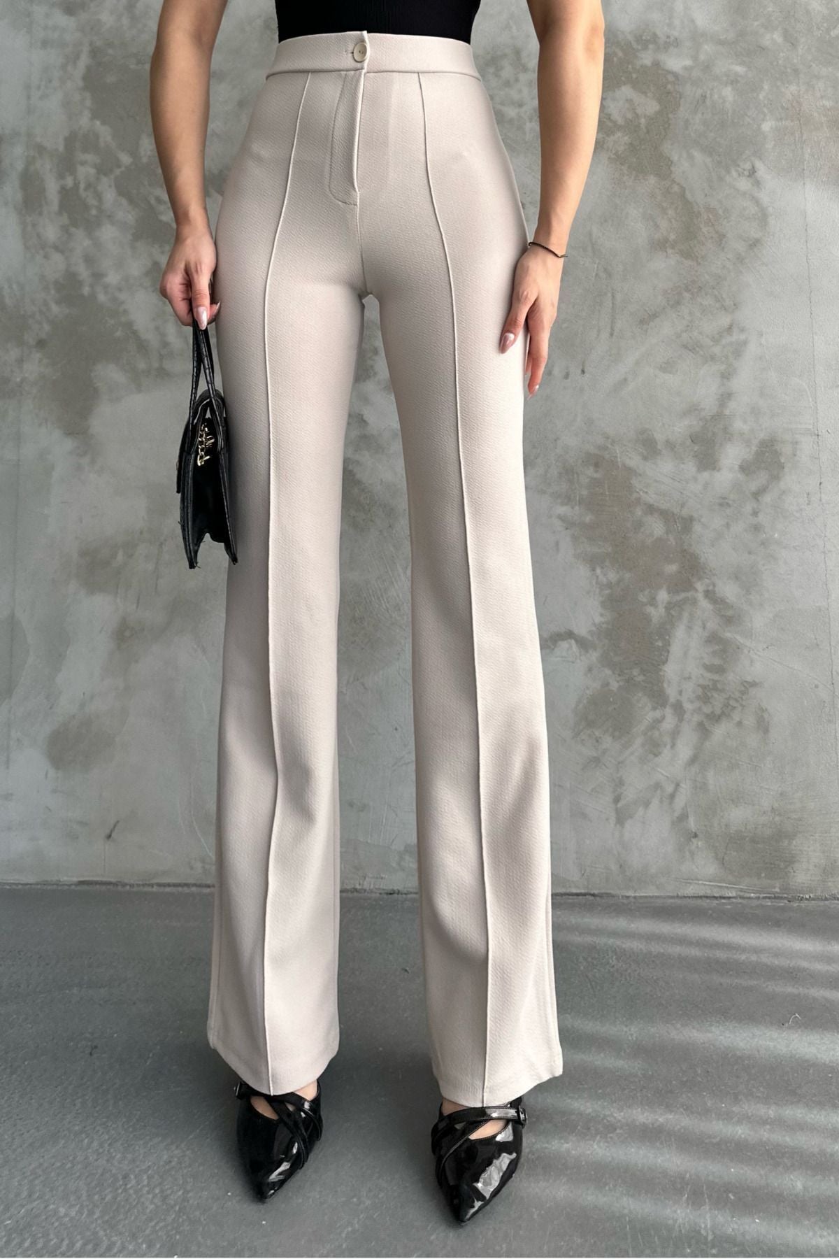 Black High Waist Strengthening Flared Leg Women's Palazzo Trousers