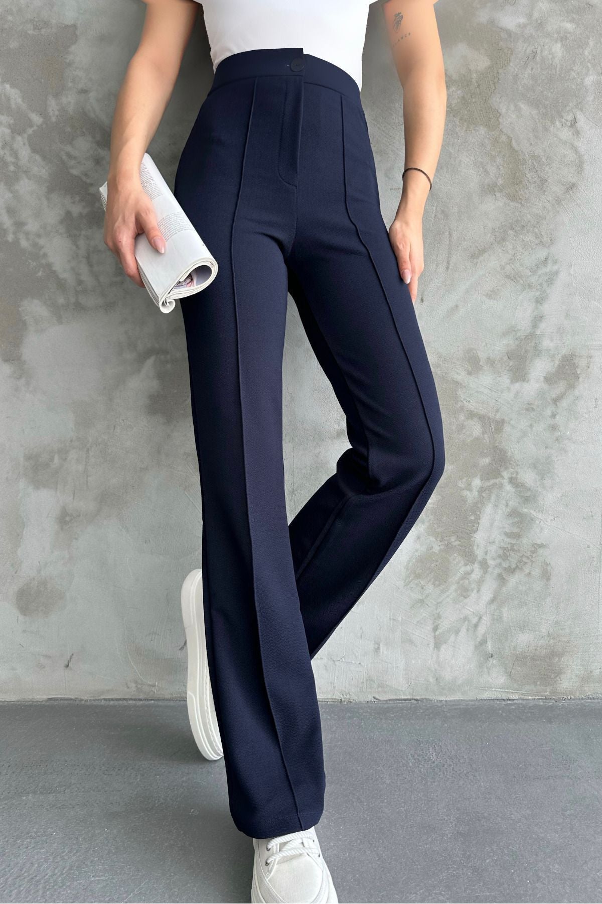 Black High Waist Strengthening Flared Leg Women's Palazzo Trousers