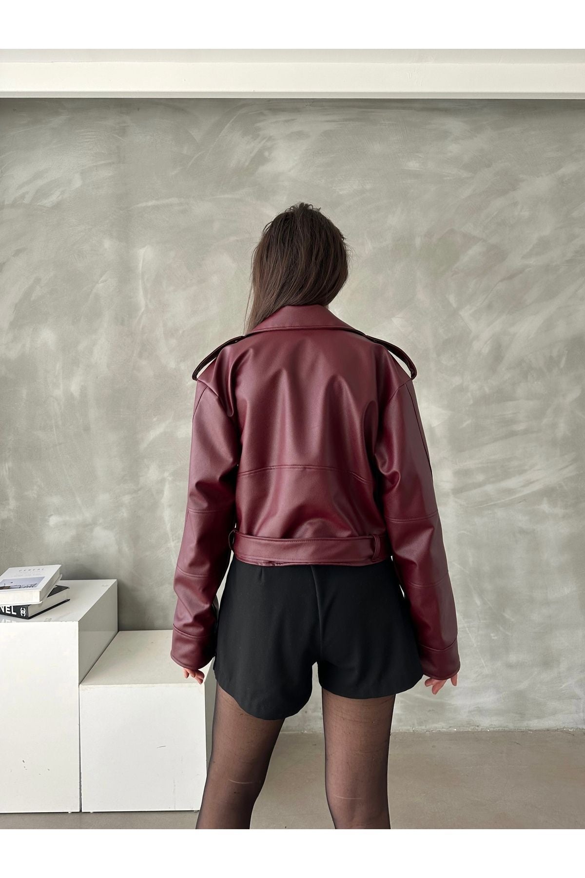 Oversize Belted Leather Style Jacket