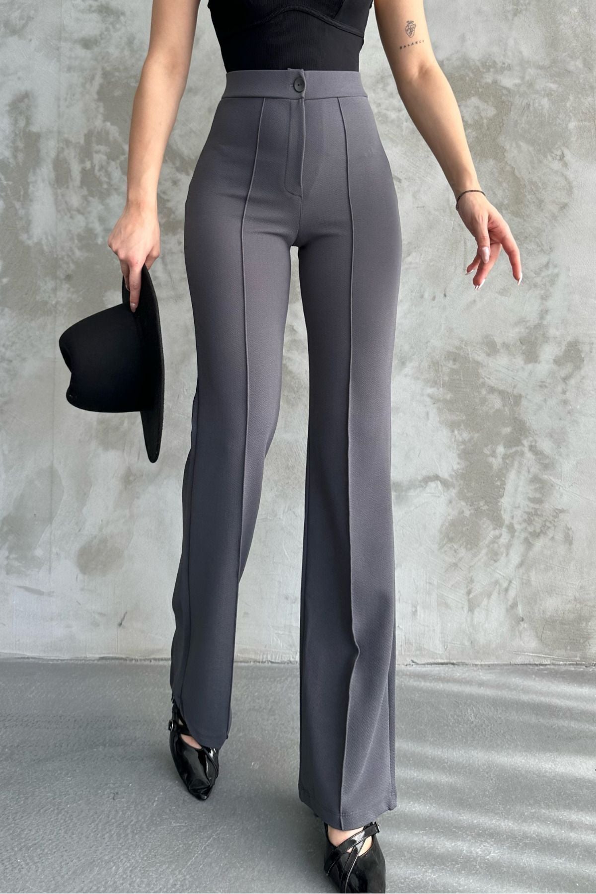 Black High Waist Strengthening Flared Leg Women's Palazzo Trousers