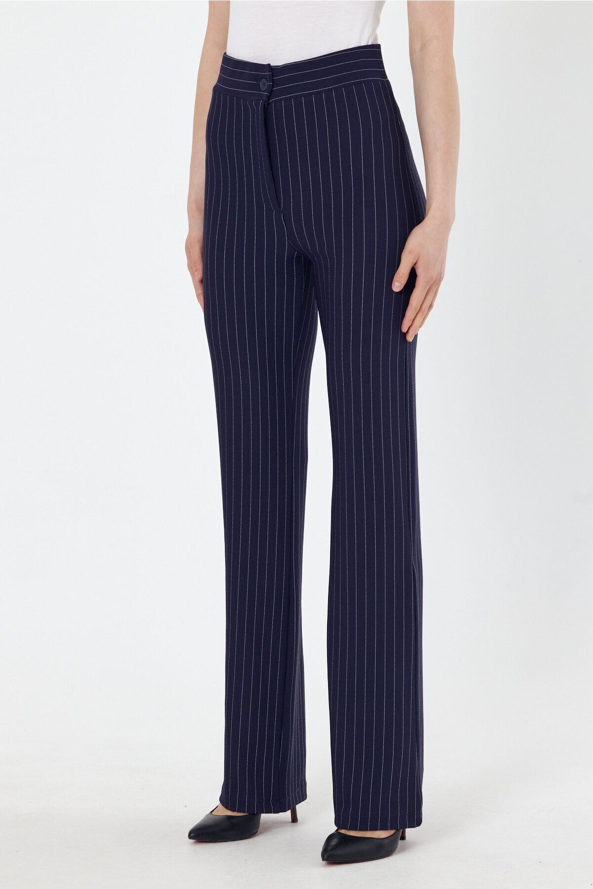 Black High Waist Strengthening Flared Leg Women's Palazzo Trousers