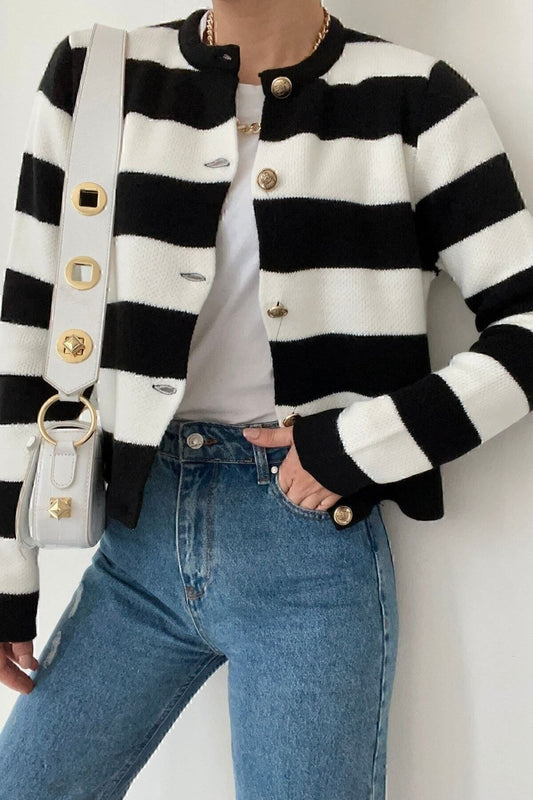 Knitwear Striped Short Cardigan