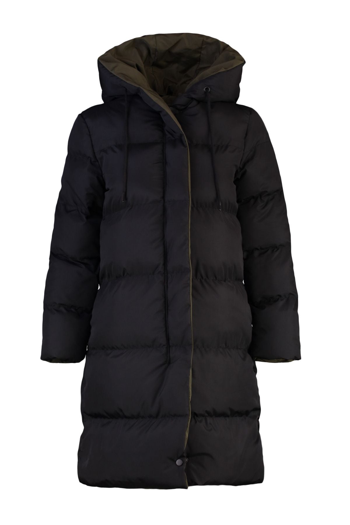 Double Sided Hooded Black-Beige Long Puffer Anorak Coat - Water Repellent Twoaw23Mo00052