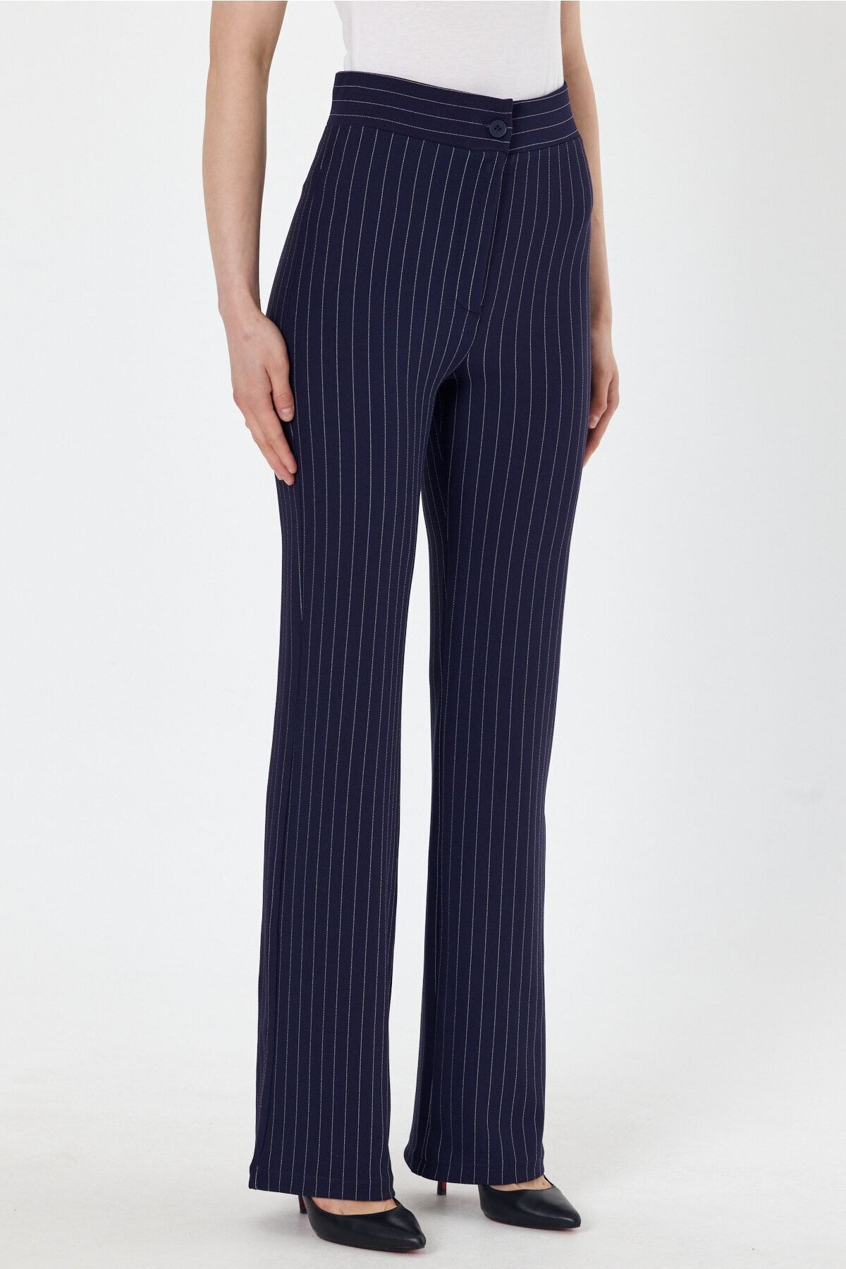 Black High Waist Strengthening Flared Leg Women's Palazzo Trousers