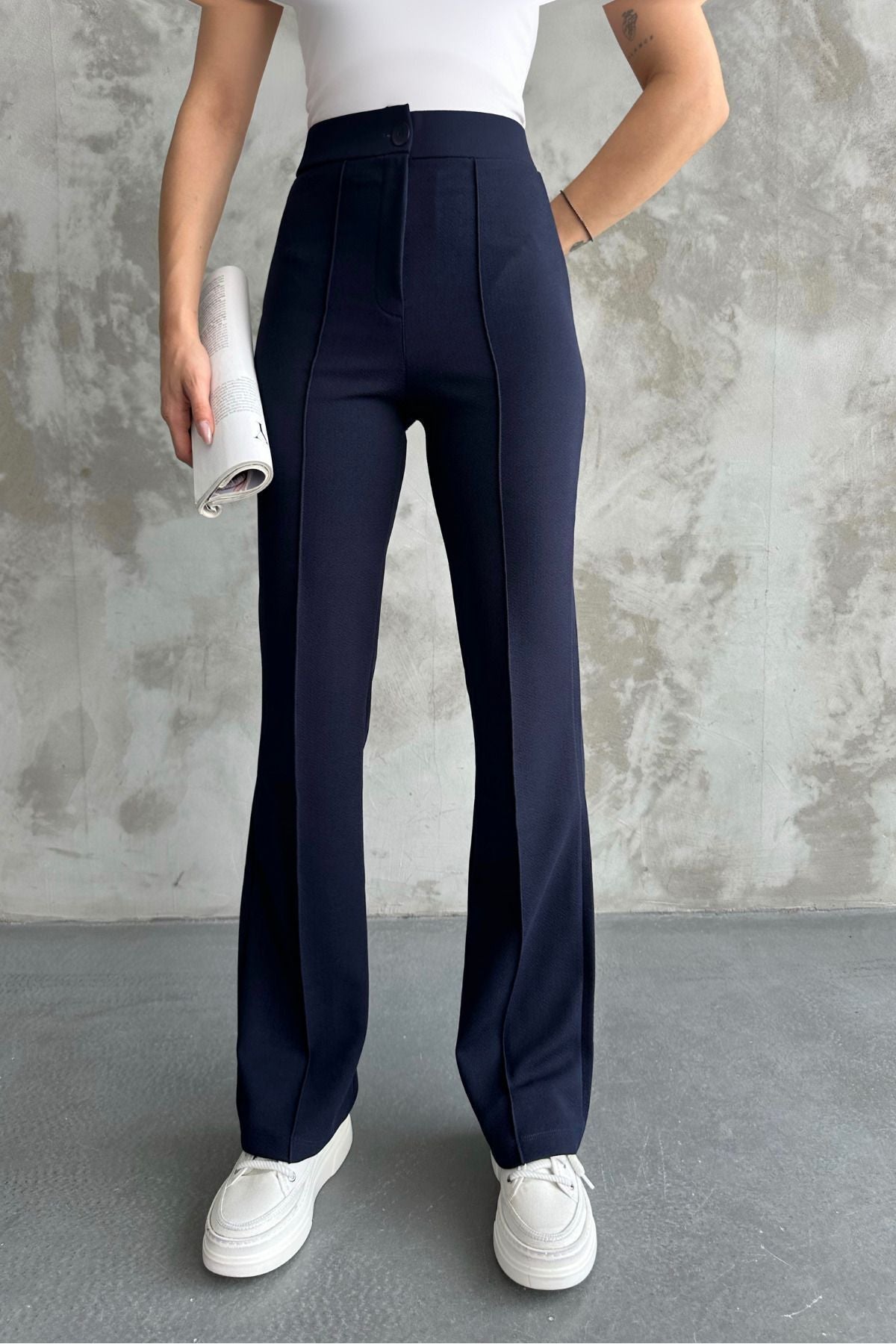 Black High Waist Strengthening Flared Leg Women's Palazzo Trousers