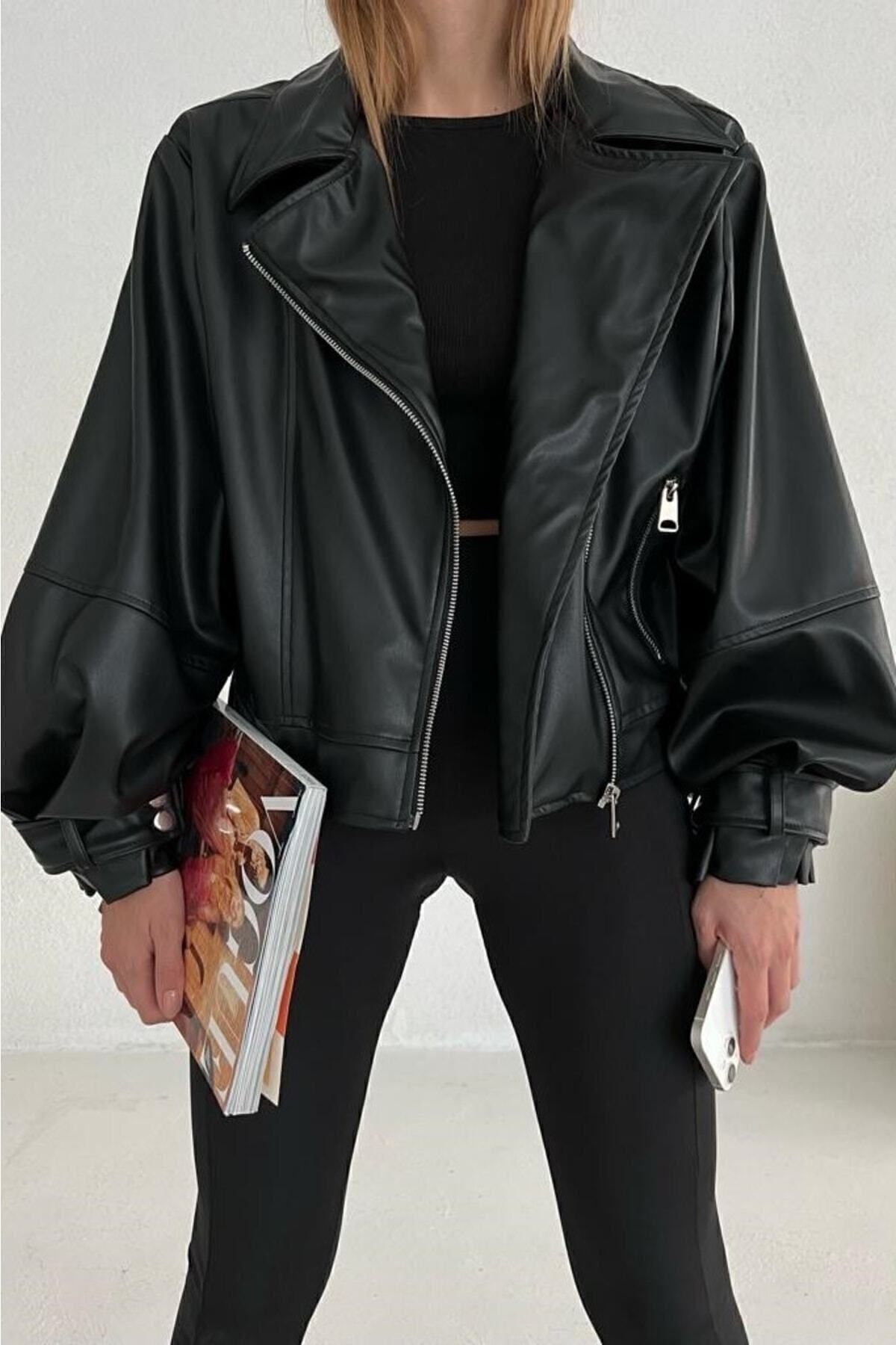 BlackOversizeWomen's Leather Jacket