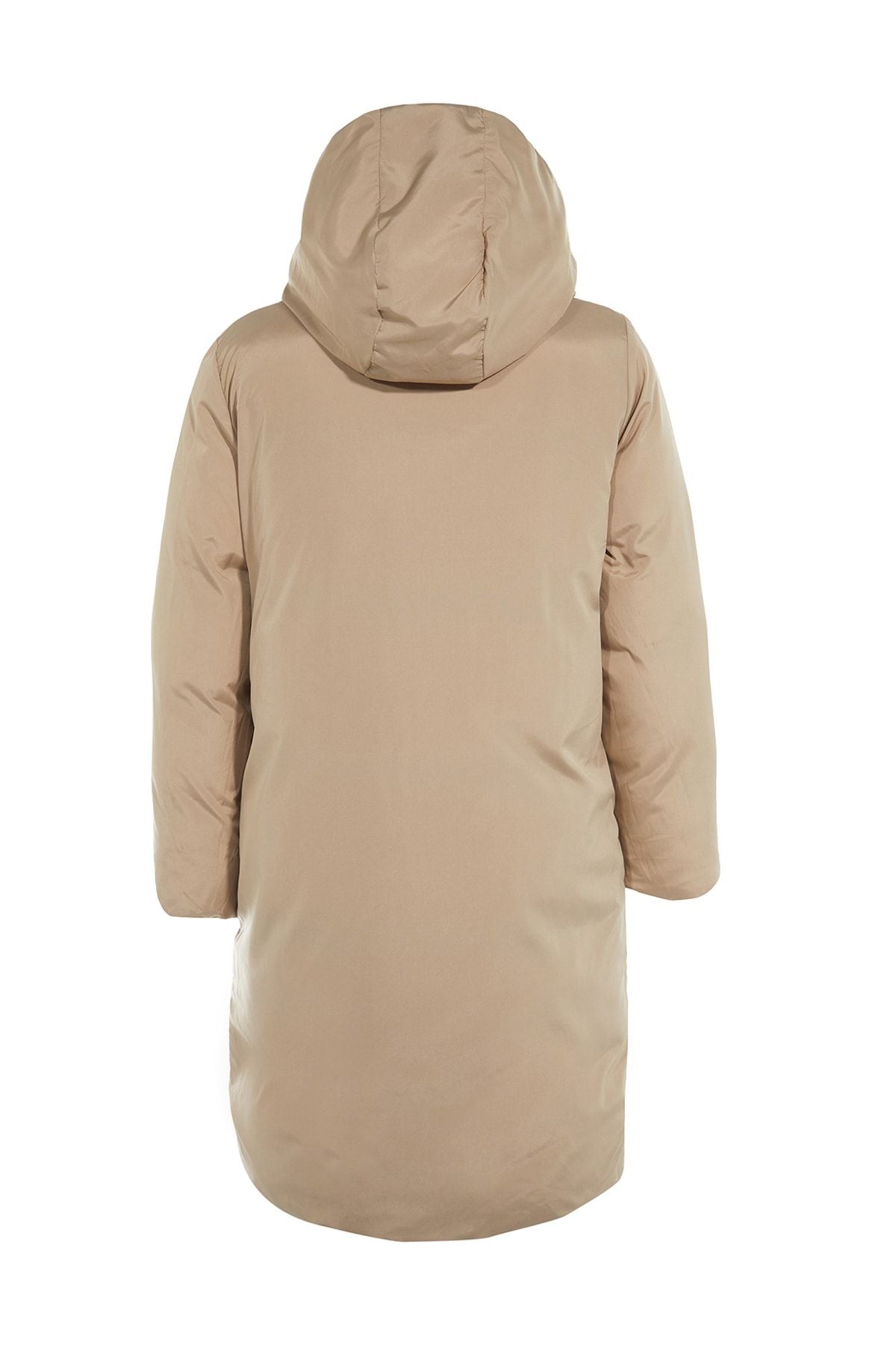 Double Sided Hooded Black-Beige Long Puffer Anorak Coat - Water Repellent Twoaw23Mo00052