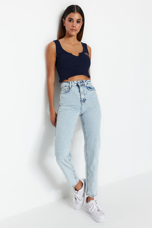 Blue High Bel Mom Jeans TWOSS23JE00085