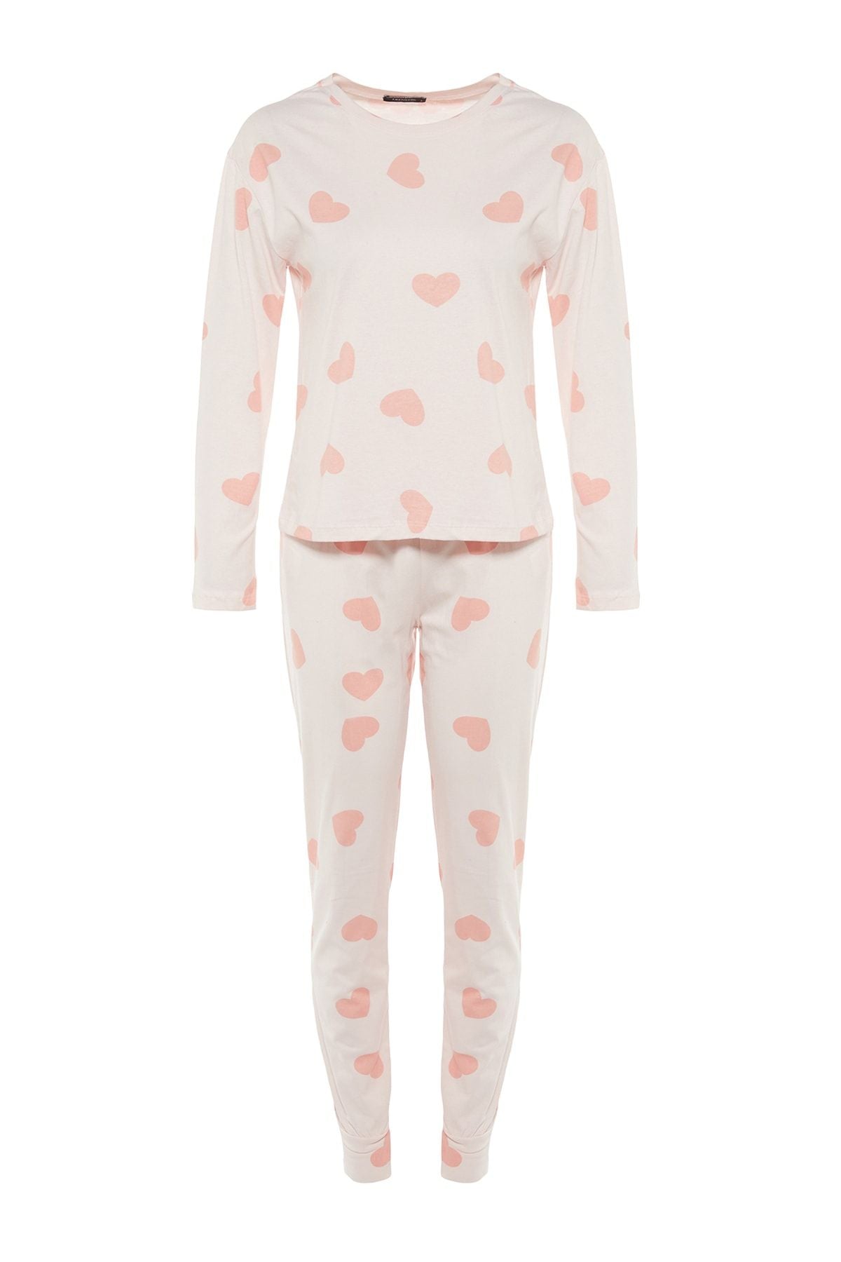 White Knitted Sleepwear Set with Heart - 100% Cotton THMAW21PT0566