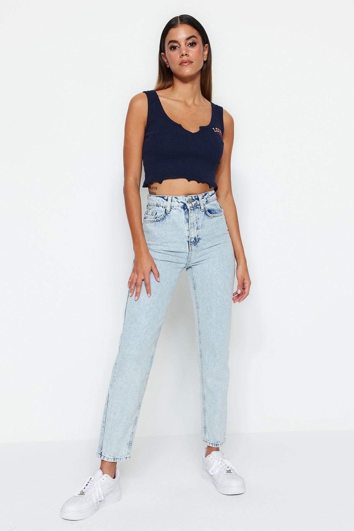 Blue High Bel Mom Jeans TWOSS23JE00085