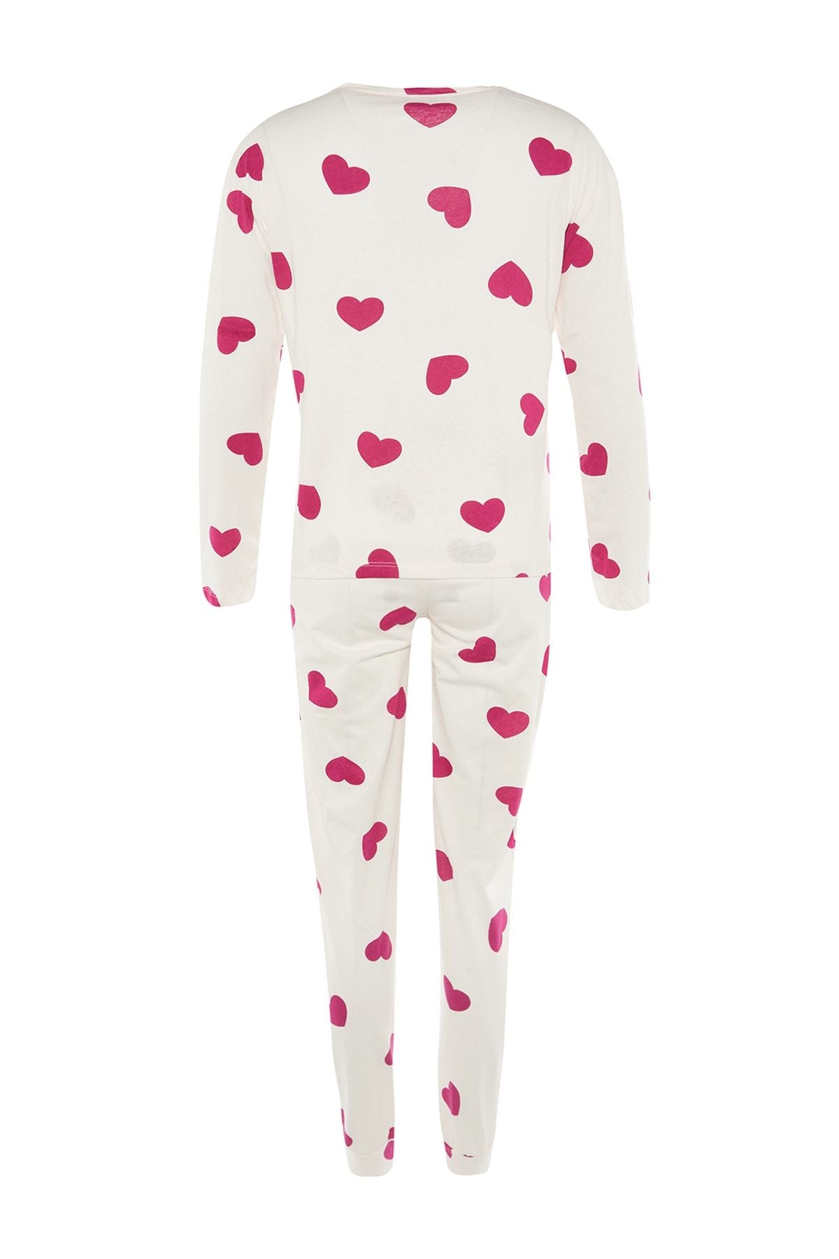 White Knitted Sleepwear Set with Heart - 100% Cotton THMAW21PT0566