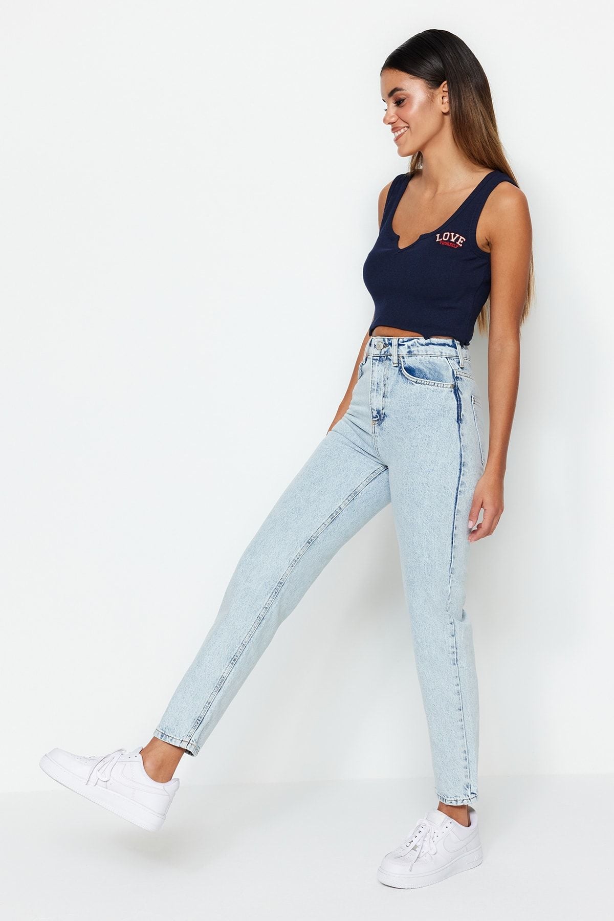 Blue High Bel Mom Jeans TWOSS23JE00085