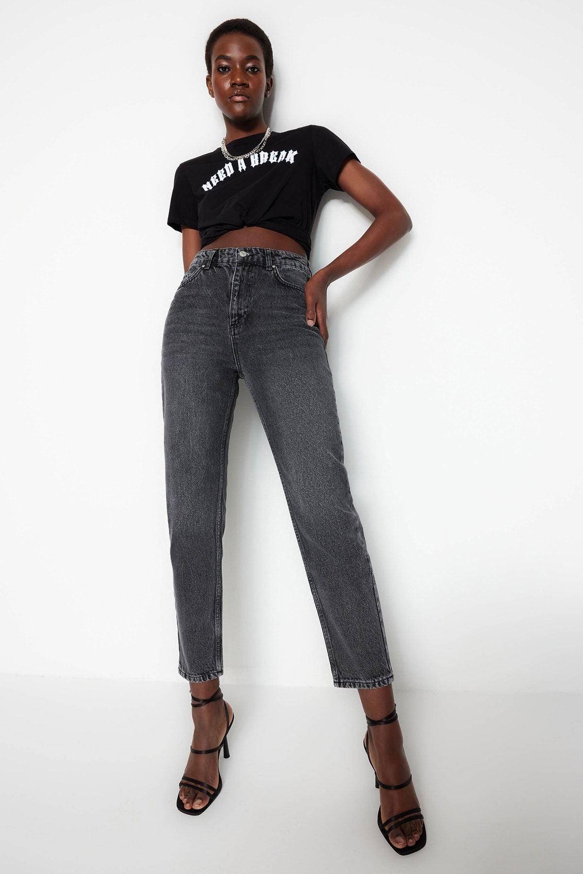 Blue High Bel Mom Jeans TWOSS23JE00085