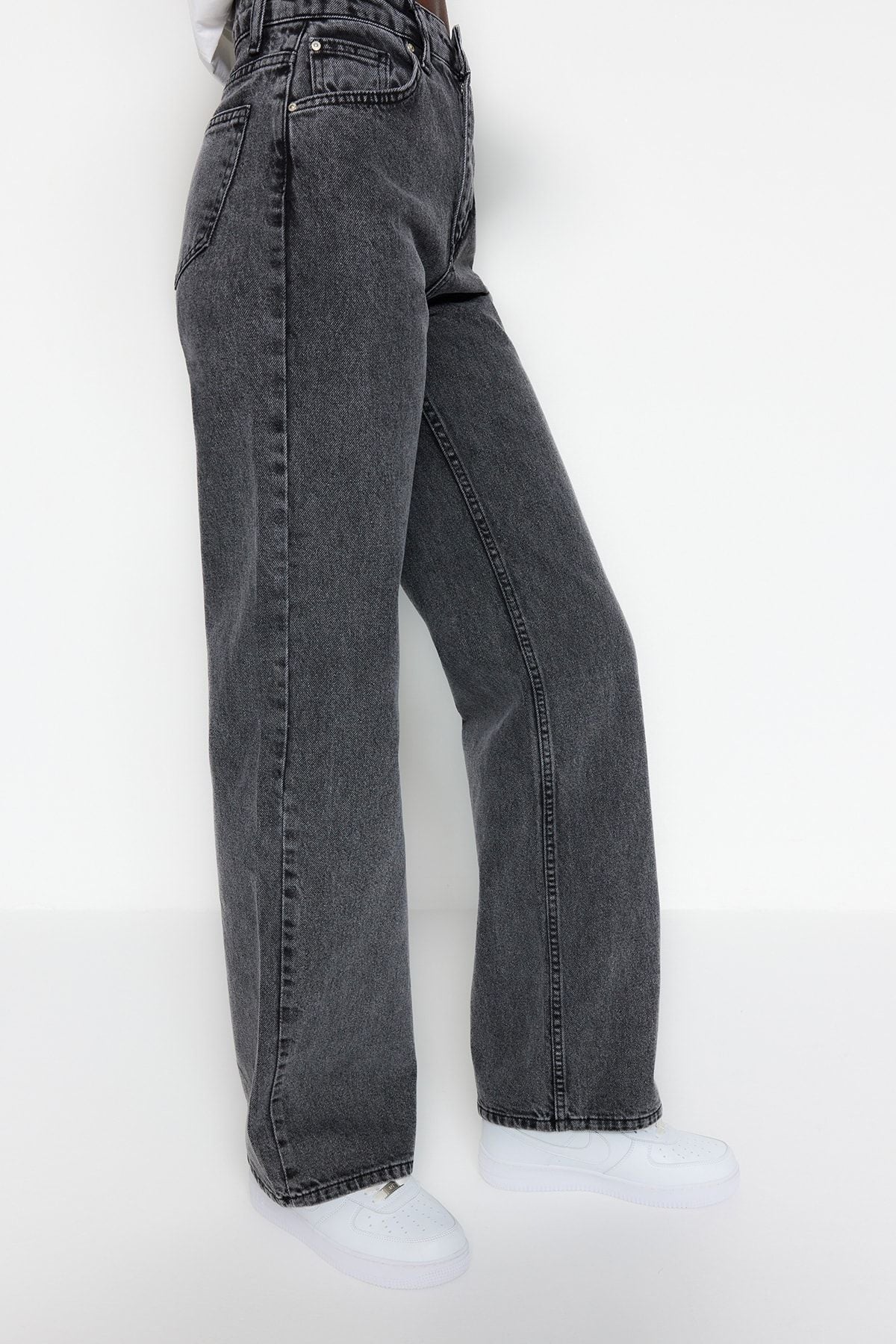 Anthracite High Waist Wide Leg Jeans TWOSS23JE00068