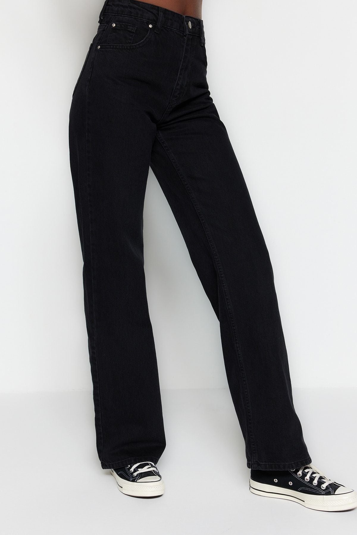 Anthracite High Waist Wide Leg Jeans TWOSS23JE00068